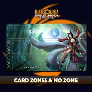 Ahri Original Paymat Riftbound LOL - Trading Card Game - 24x14 inches (600x350x2mm) Stitched Edges Protective bag included