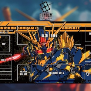 Playmat Banshee Norn Gundam Card Game With Zone 14A - Gundam TCG / 24x14 inches (600x350x2mm)