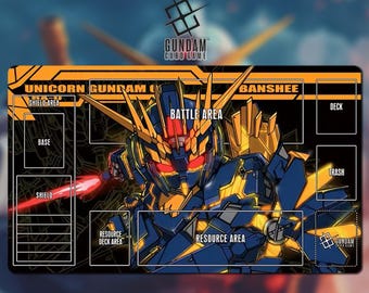 Playmat Banshee Norn Gundam Card Game With Zone 14A - Gundam TCG / 24x14 inches (600x350x2mm)