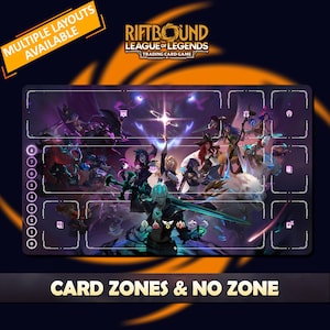 Legends of Runeterra Playmat Riftbound LOL - Riftbound Trading Card Game - 24x14 inches (600x350x2mm) Stitched Edges Protective bag included