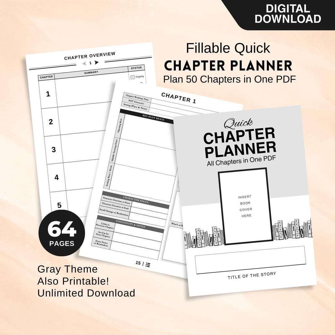 Project Chapter Planner Fillable Quick Chapter Planner for Writers, Digital & Printable Novel ...