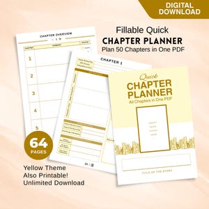 Fillable Quick Chapter Planner for Writers, Digital & Printable Novel Outline, Chapter Plotting, Story Structure, Yellow Writing Organizer