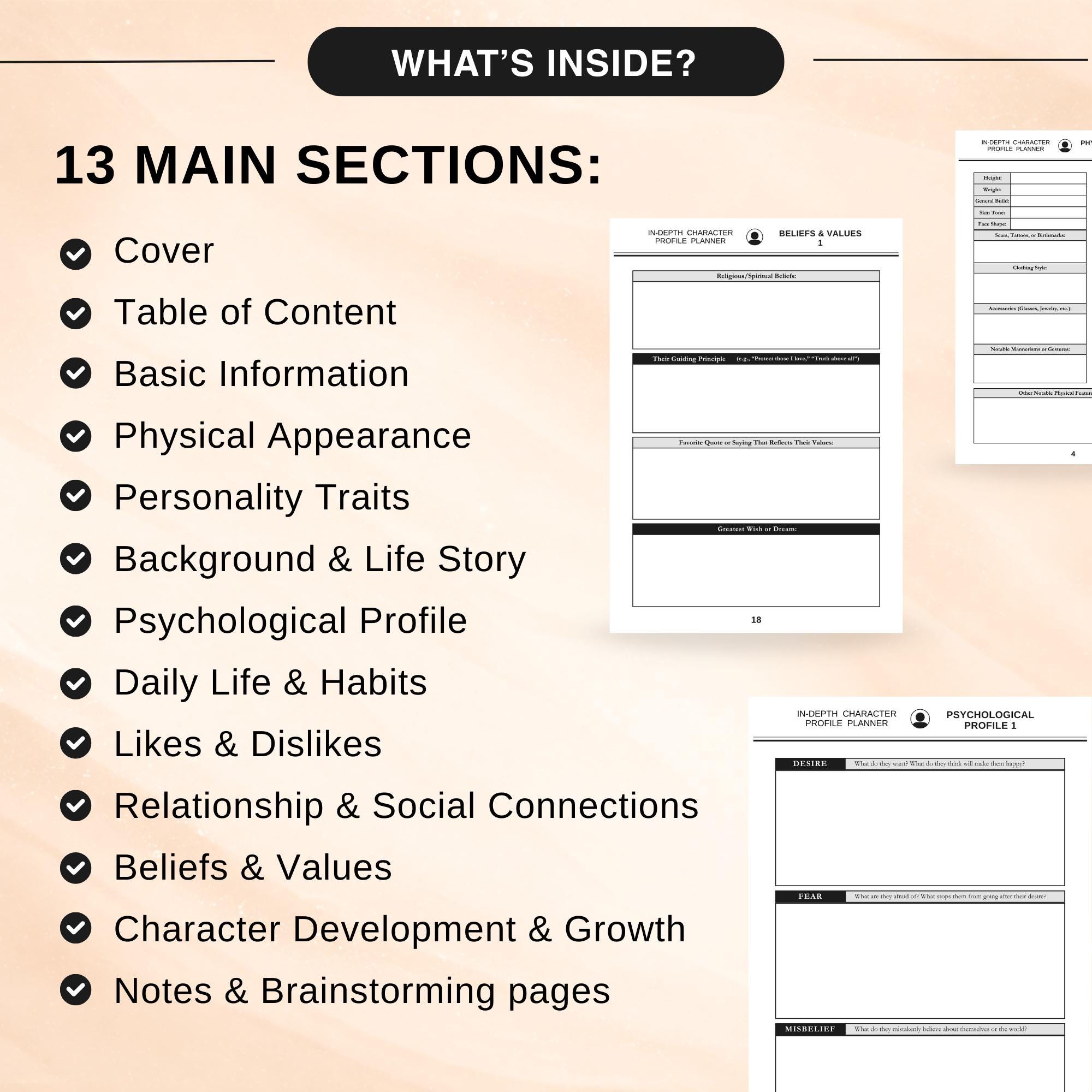 Fillable In-depth Character Profile Planner | Digital & Printable PDF ...