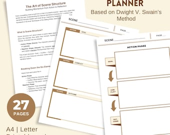Scene Outline Planner Based on Dwight V. Swain’s Method, Digital & Printable Story Structure Template, Novel and Scene Plotting Outline
