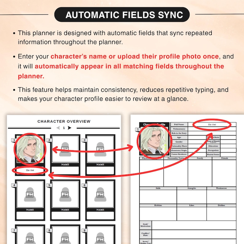 Fillable Quick Character Profile Planner, Digital & Printable Novel ...