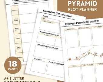 Freytag’s Pyramid Plot Planner, Story Arc Writing Outline, Digital & Printable Novel Planning Template for Authors, Plot Outline Worksheet