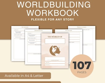 Comprehensive Worldbuilding Workbook, Digital & Printable Novel World Building Planner for Writers, Story World Prompts and Ideas for Author
