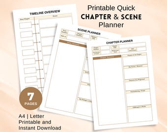 Quick Chapter and Scene Planner, Digital & Printable Story Structure Worksheet, Novel Outline, Plot Planner, Writing Organizer for Authors