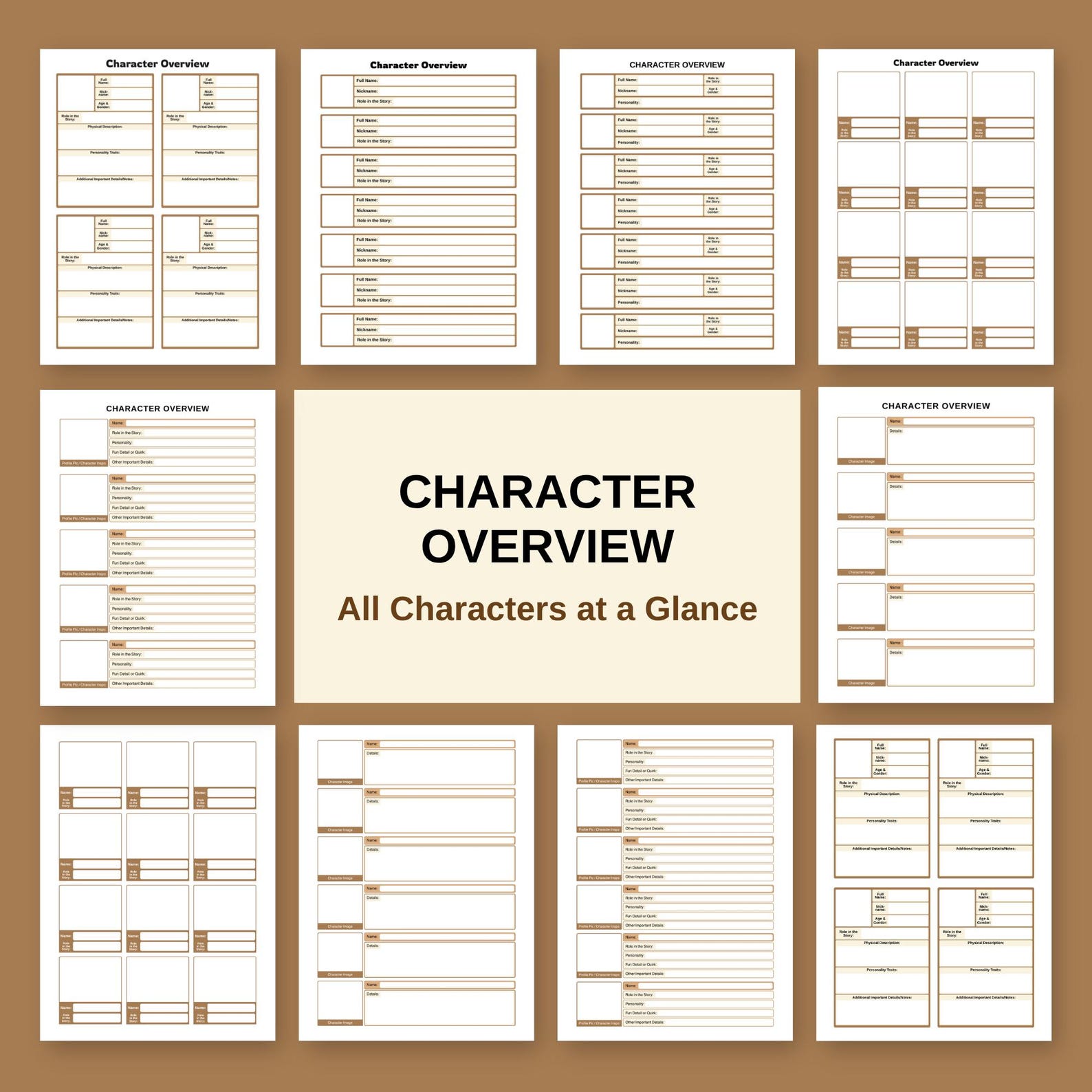Character Overview Sheet, All Characters at a Glance, Digital ...