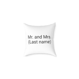 Almohada cuadrada personalizada con el apellido del Sr. y la Sra., regalo de boda, cojín decorativo, decoración del hogar, almohada personalizable