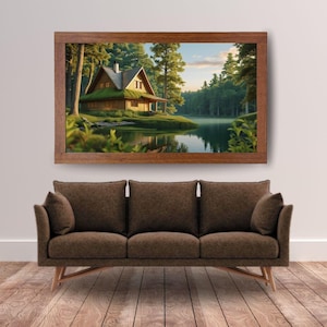 Forest Cabin and Lake View Nature Print