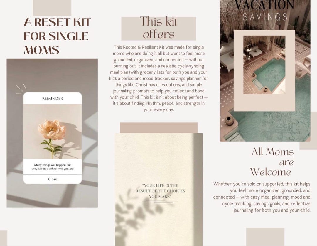 Reset Kit for Single Moms: All Moms Welcome | Self-care Planner, Cycle ...