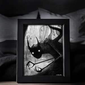 Petite impression d&#39;art effrayante démoniaque paralysie du sommeil - décorations effrayantes et inquiétantes, art inspiré des cauchemars