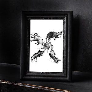 Rat King Art Print - Four Horseman Macabre - Rat Lover Gifts - Dark Wall Art