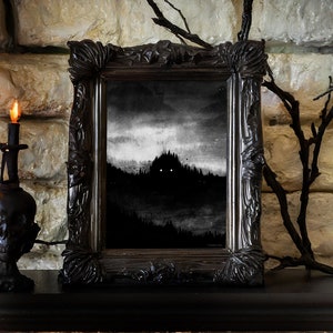 The Hills Are Watching - Creepy 5×7 Art Print - Spooky Landscape Print - Gothic Wall Decor