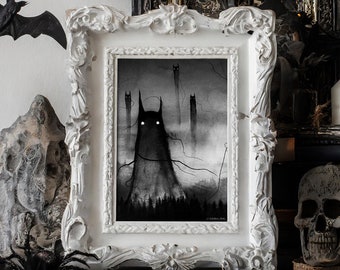 The Sky Demons Small Print, Dark and Eerie Art, Creepy Feeling Gifts