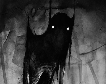 Shadow Monster Art Print - Dark Fantasy Wall Art | Gothic Surreal Decor | Creepy Horror Decor | Macabre Gothic Illustration