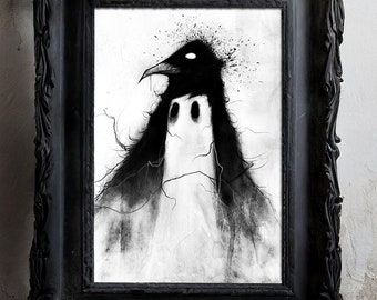 Raven and Ghost,  Art Print, Wall art for home