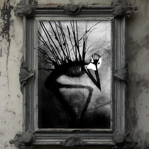 Anxiety Attack Art Print - Dark gothic art, Creepy Wall Decor, Mental Health Depictions