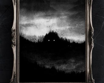 Ethereal Hills Art Print: Creepy Ominous Nightmare Wall Decor