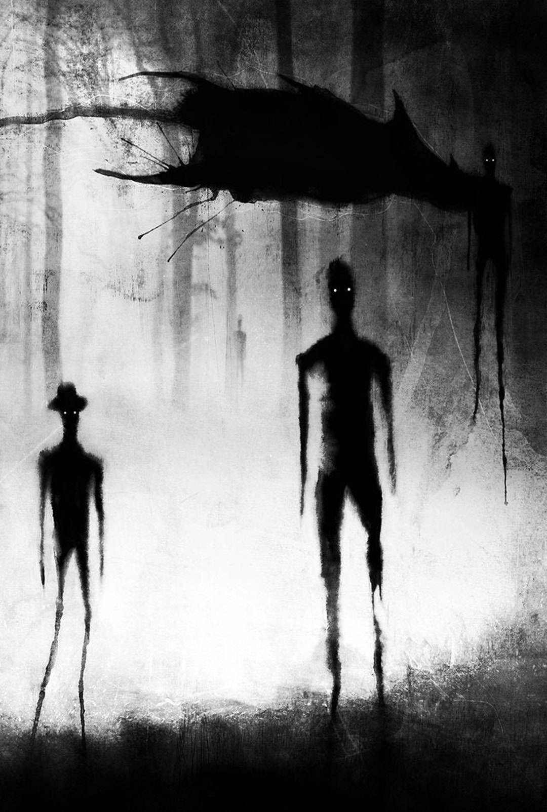 Art Print Shadow People In The Woods The Dark Watchers Wall Art For Art Print Shadow People In The Woods The Dark Watchers Wall Art For