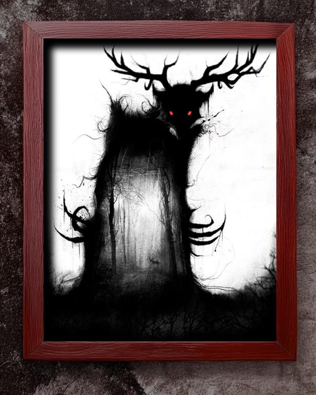 Forest Wendigo Cryptid Poster, Folklore Art for Home, Cryptid Wall