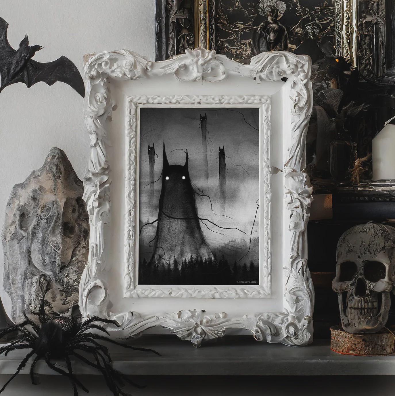 Shadow Demon Art Print - Creepy Surreal Landscape - Gothic Home