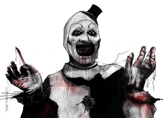 【曰く付き】　不吉なピエロ 不気味なピエロのプリントアート、ゴシックホラー映画のアート、不吉な