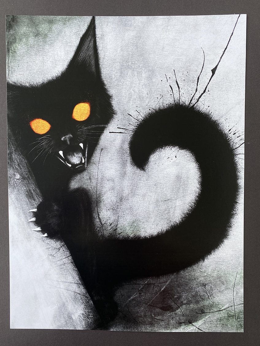 不気味な黒猫のウォールアート - ハロウィンゴシック装飾