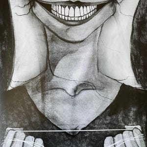 Frau mit finsterem Lächeln, unheimliche Kunst Druck, Wandkunst für Zuhause, Büro Kunst
