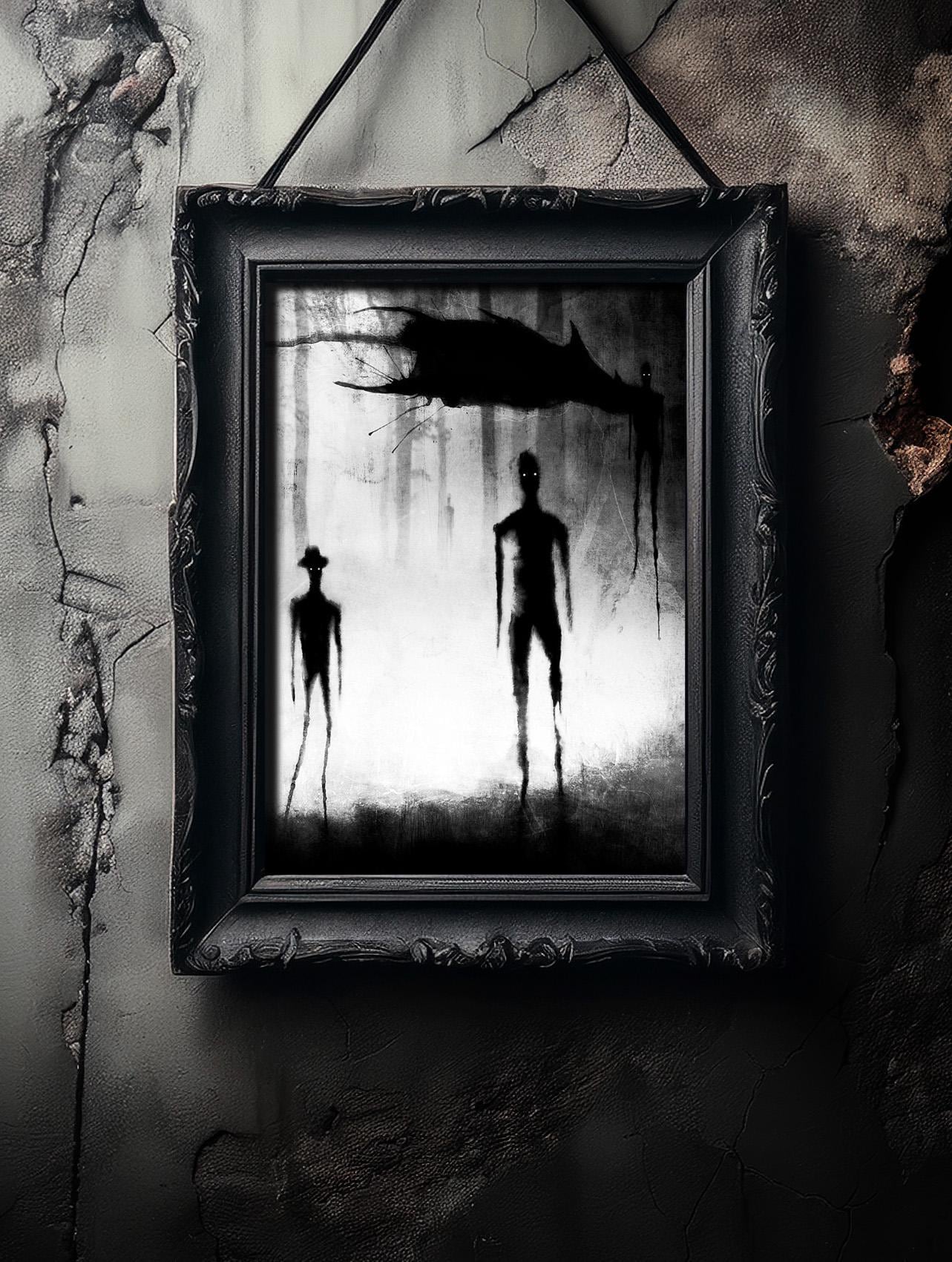 Shadow People Forest Art Print - Gothic Wall Decor, Paranormal