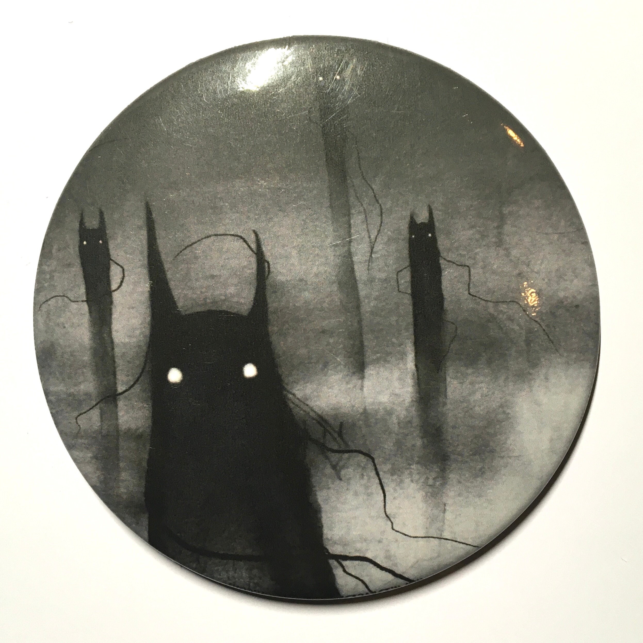 Hovering and watching Demons 3 Inch Magnet, Glowing White Eyes, Spooky Sky Scene, Creepy Fridge Decor, Cat Lover Gift