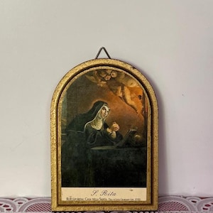 Icône religieuse Sainte Rita vintage
