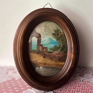 Vintage Oval Framed Landscape Painting