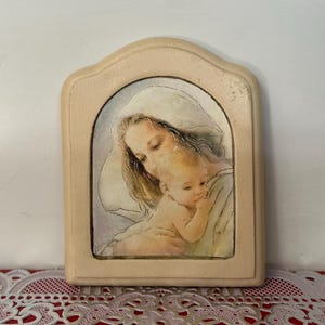 Vintage Hand-Painted Religious Icon Plaque