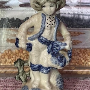 Vintage Blue & White Ceramic Figurine