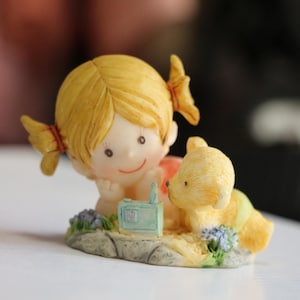 Precious Moments Style Girl with Bear Figurine