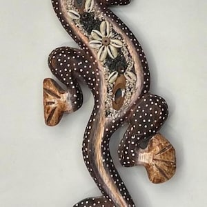 Handgeschnitzte hölzerne Gecko-Wand-Kunst