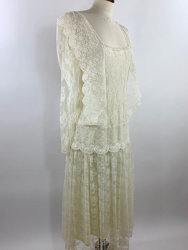 Vintage 1980s Does Victorian Ivory Lace Low Waist Dress 1970s - Etsy
