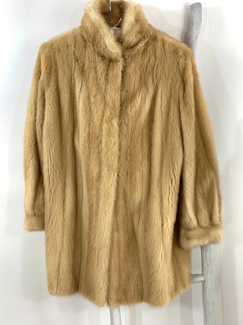 Vintage Blonde Mink Fur Coat Honey Blonde Mink Mid Length Coat