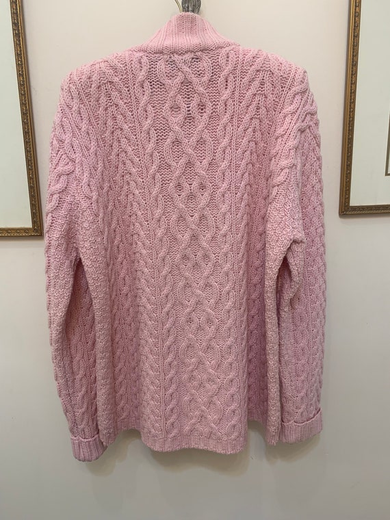 Vintage Aran Crafts Wool Cable Irish Sweater Pink… - image 5