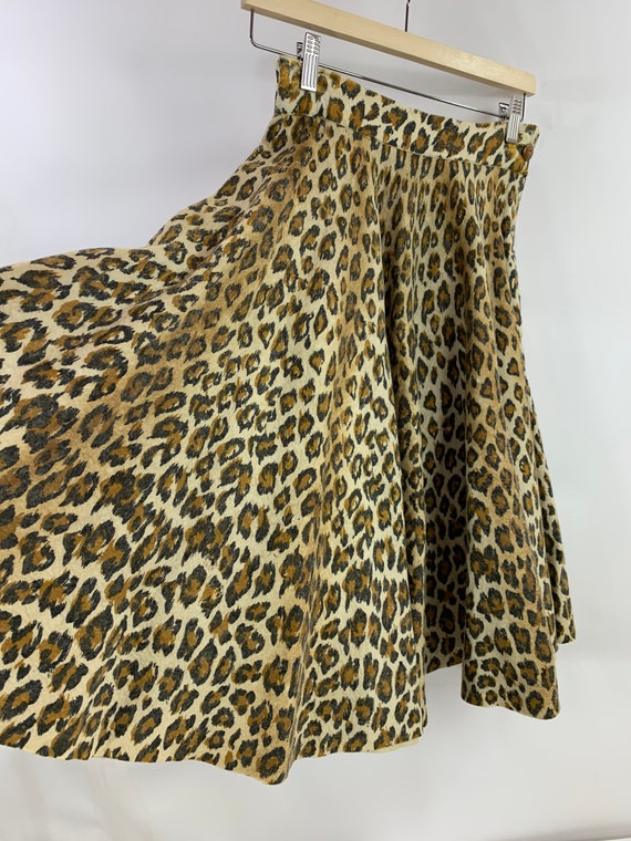 Vintage 1950s Leopard Print Wool Felt Wide Circle… - image 3
