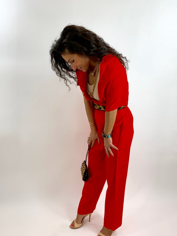 Vintage 1950 60s Chinese Red Pajama Set/Midcentury