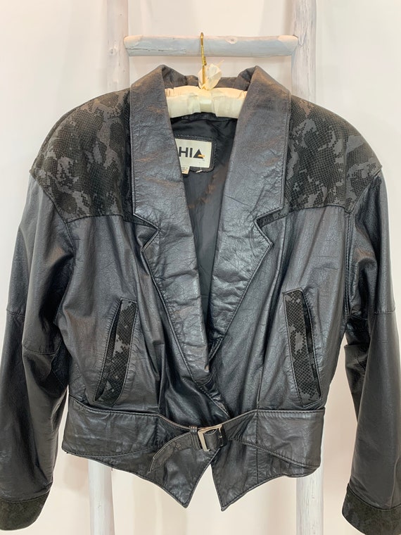 Vintage 80s Black Leather Moto Jacket/Black Leathe