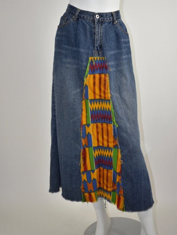 Vintage 90's CoolYah African Patchwork Inset Long