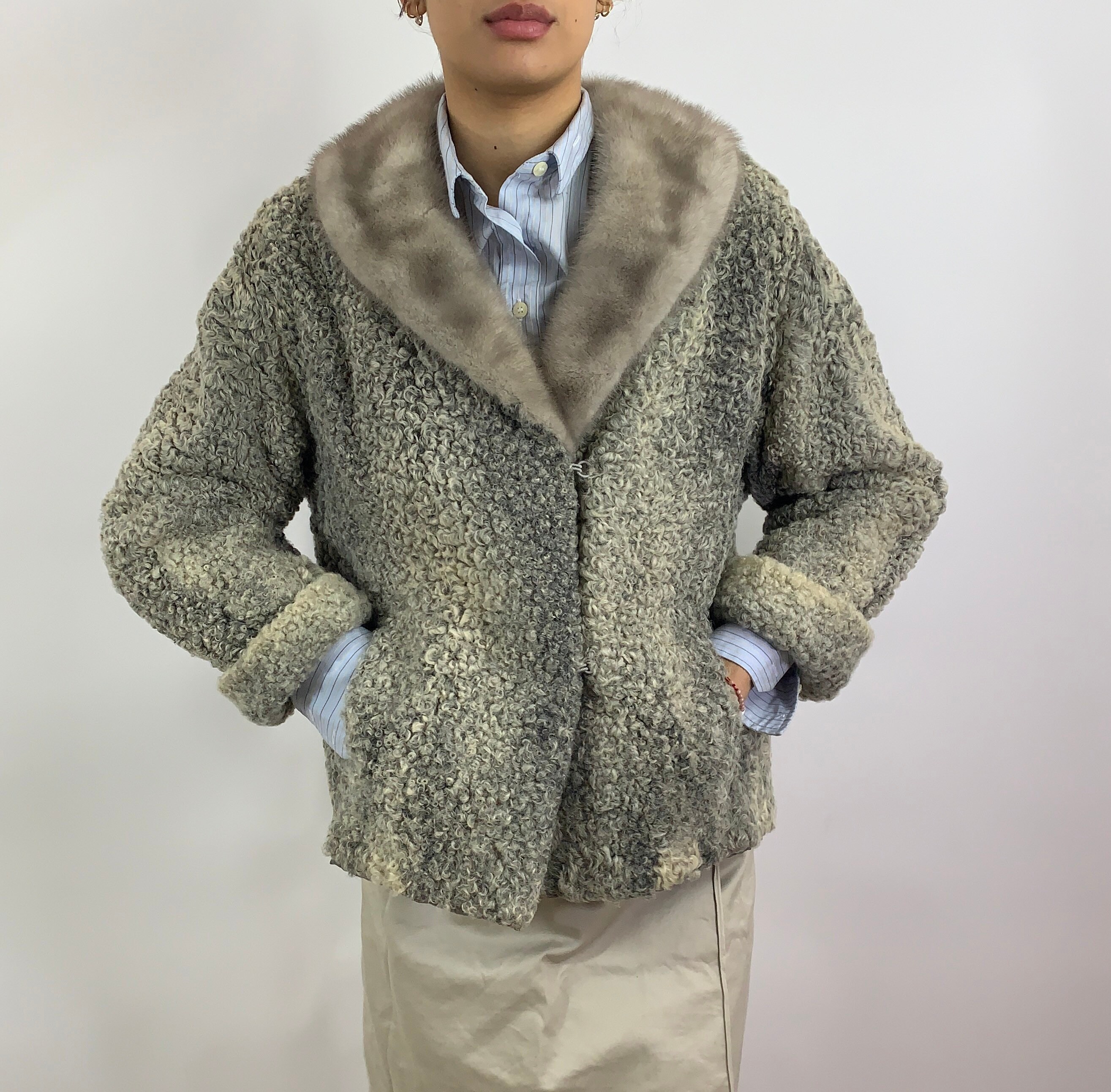 Vintage 1960s Grey Persian Lamb Short 
