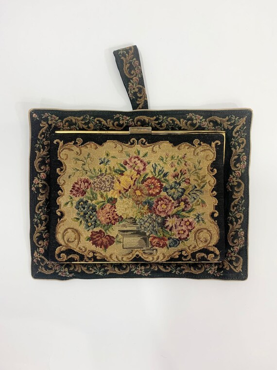 Antique Austrian Petit Point Tapestry Purse With Change Purse and Mirror |  Austria