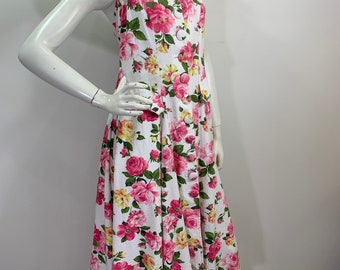 1980s does 50s Cotton Floral Halter Dress