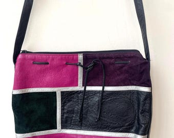 Vintage CARLOS FALCHI Patchwork Leather Tote, Colorful  display picture 2