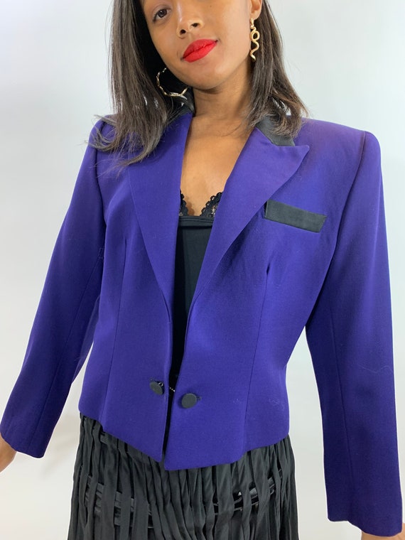 Vintage 1990s Cropped Tuxedo Blazer Vintage 80s C